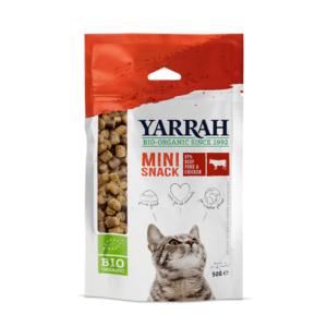 Filova biologische dierenspeciaalzaak Yarrah mini snack rund, varken en kip voor de kat