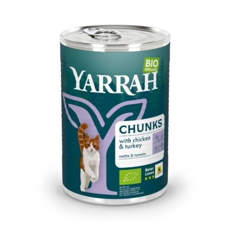 Yarrah chunks kip en kalkoen met brandnetel en tomaat 405g