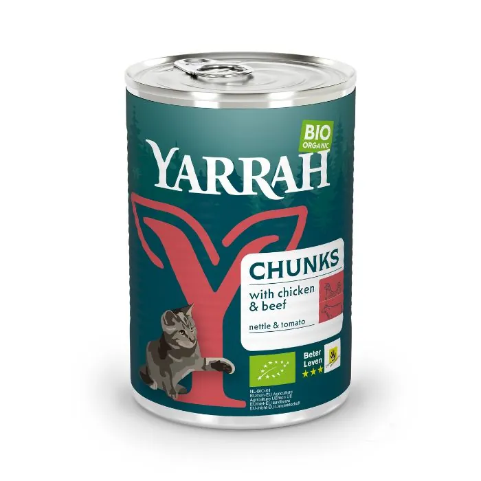 Yarrah chunks kip en rund met brandnetel en tomaat 405g