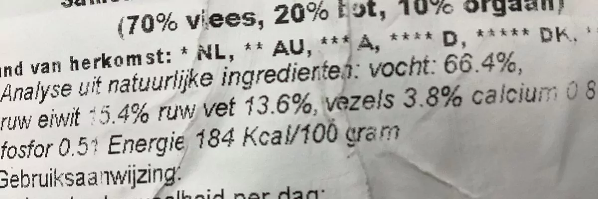 Etiket lezen rauwvoer | Filova ecologische dierenwinkel
