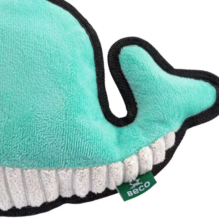 Speeltje voor honden in de vorm van een walvis met pieper